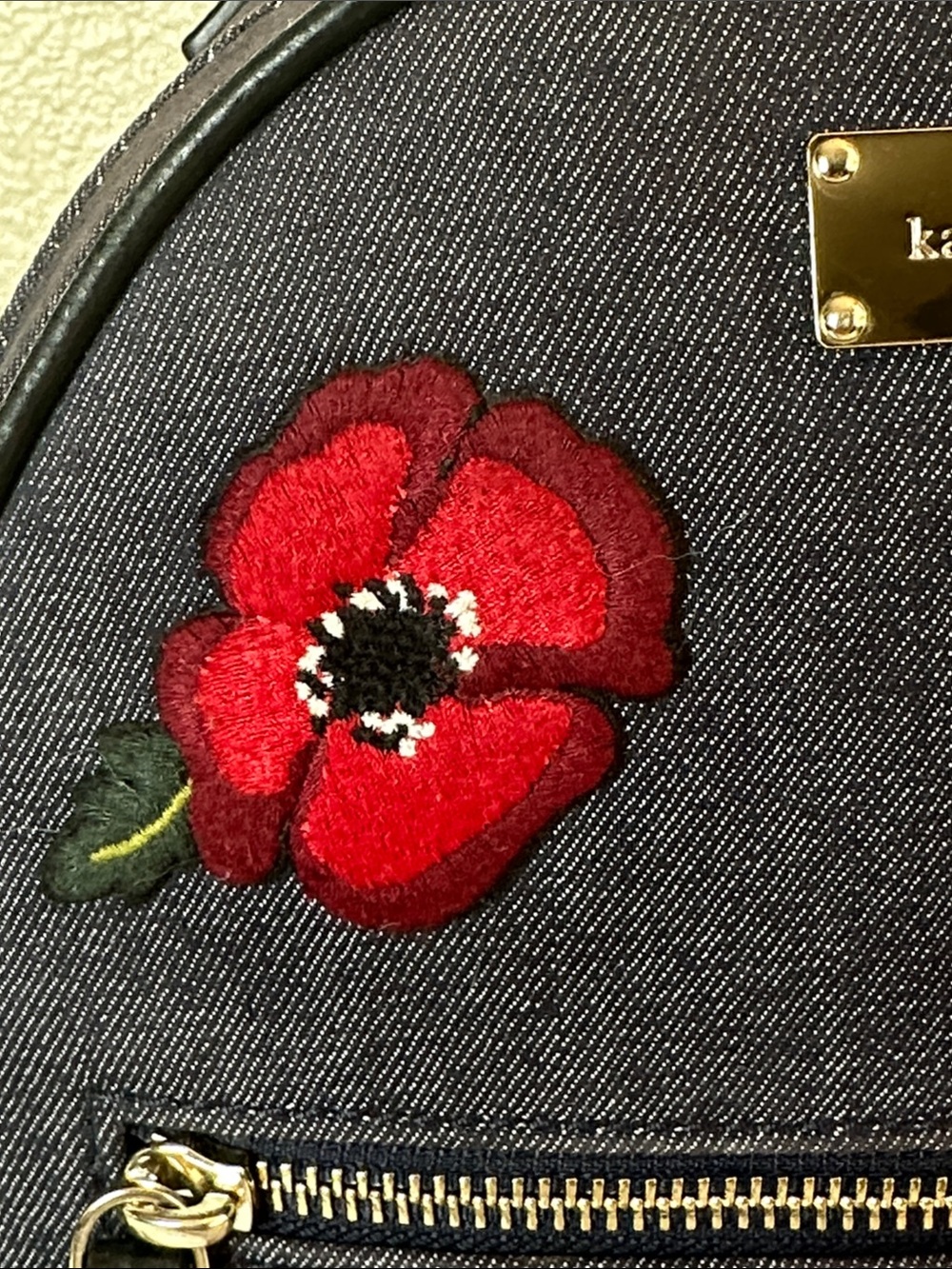 Like NEW Kate spade Grove Street Denim Poppy Sammi Backpack - Picture 6 of 15